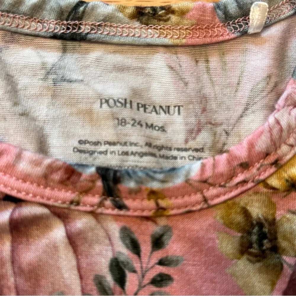 Posh Peanut Marley Floral Pumpkin Ruffled Bubble  Romper Size 18-24 Month